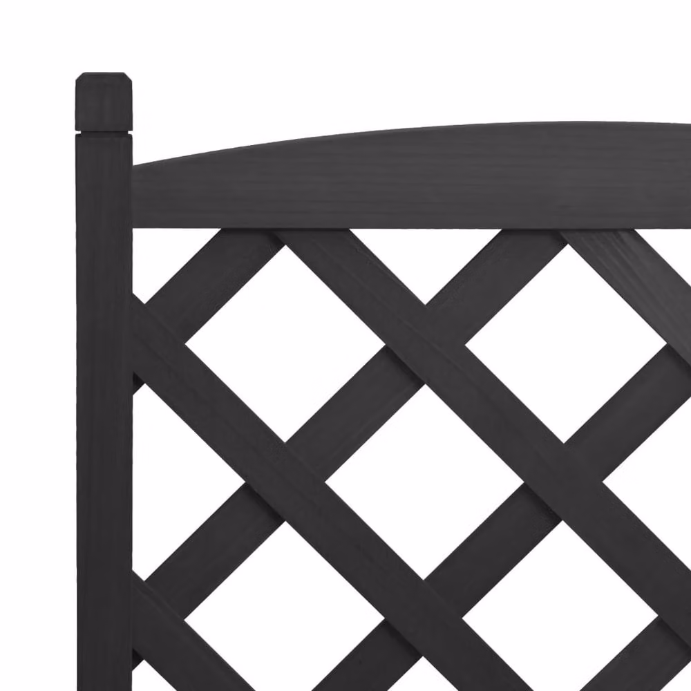 Berkfield Home Black Solid Wood Fir Planter with Trellis, W: 55 cm, D: 30 cm, H: 110 cm – 3