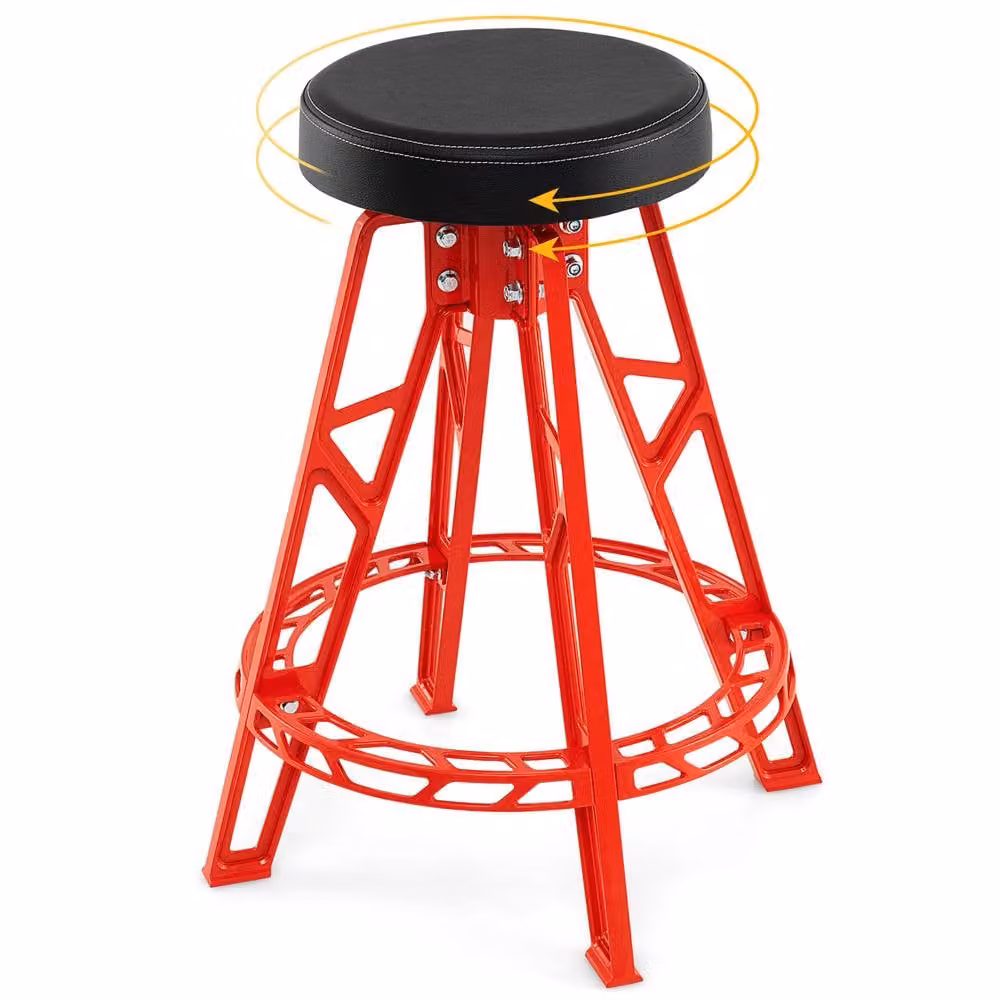 Costway Swivel Shop Stool with Round Padded Synthetic Leather Seat in Multicolour – 3