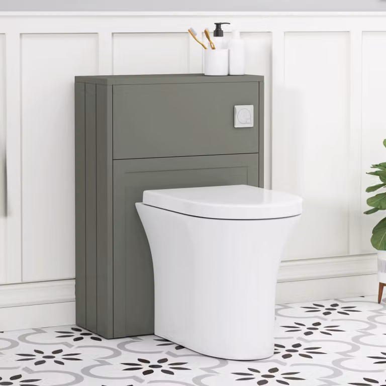 Royal Bathrooms Elmore Wall Mounted WC Unit in Matt Green with Breeze Rimless Ceramic Toilet Pan, Seat and Cistern, Width: 55 cm