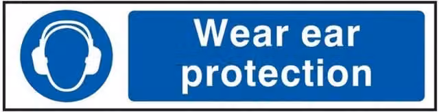 Scan Wear Ear Protection PVC Sign, Multicolour and Blue, W: 20 cm, H: 5 cm