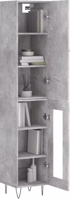 Berkfield Home Industrial Highboard in Concrete Grey, H 180 x W 34.5 x D 34 cm – 1