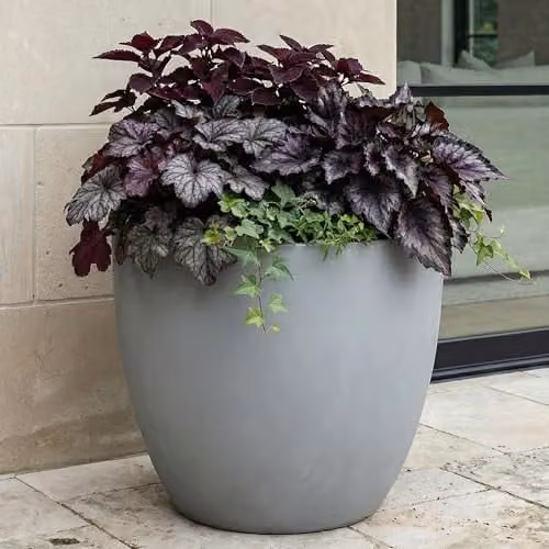 IDEALIST Set of 3 Grey Stone Outdoor Plant Pots, 30cm Diameter, 19l Volume – 1