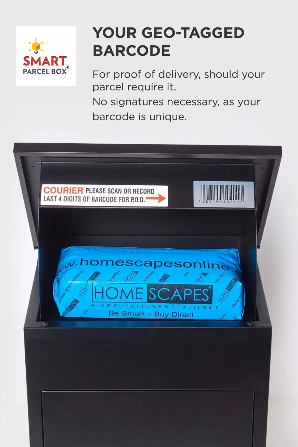 Homescapes Smart Parcel Box Medium Front Access Secure Delivery Box in Black – 6