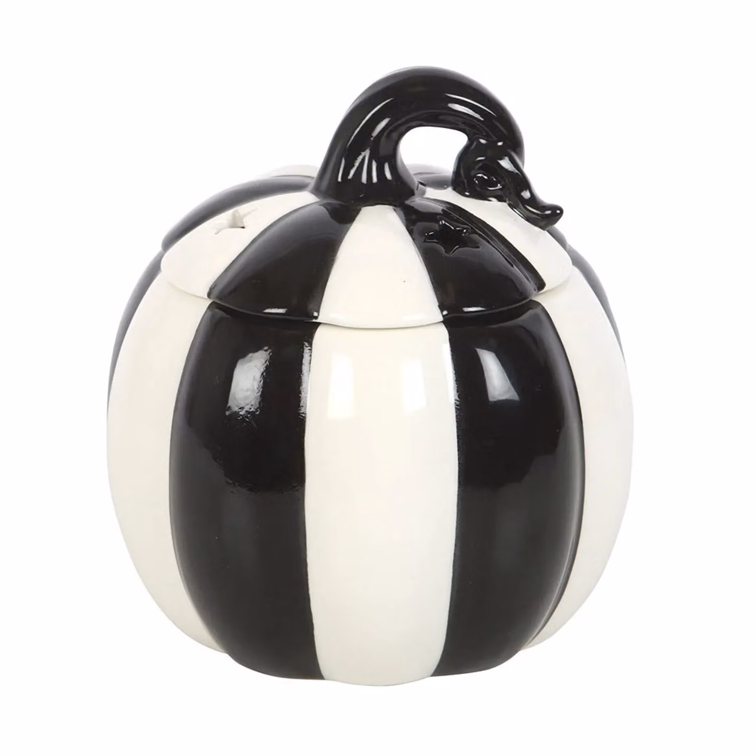 Something Different Black Striped Ceramic Pumpkin Oil Burner H 13 cm x W 12 cm x D 12 cm – 2