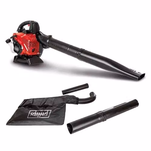 Scheppach LBH3500P Petrol Leaf Blower Vacuum in Red with 25.4cc Engine, 260 km/h Air Speed, 790 m3/h Airflow and 50L Collection Bag – 2