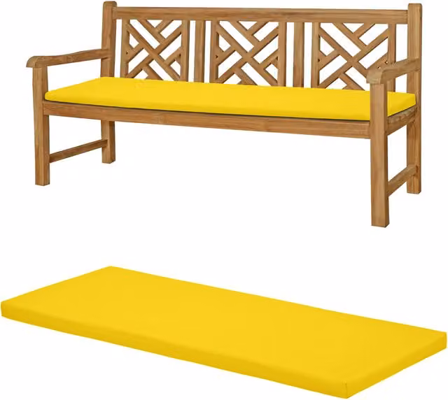 Gardenista Yellow 4-Seater Rectangular Garden Bench Cushion with Water-Repellent Polyester Cover