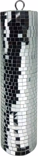 FXLab Silver Geometric Mirror Cylinder, W: 9 cm, H: 40 cm