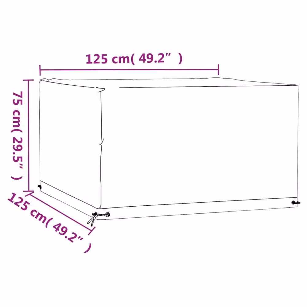 Berkfield Home Durable Water Repellent Square Garden Furniture Cover with 8 Eyelets, Black, W/D/H: 125 x 125 x 75 cm – 4
