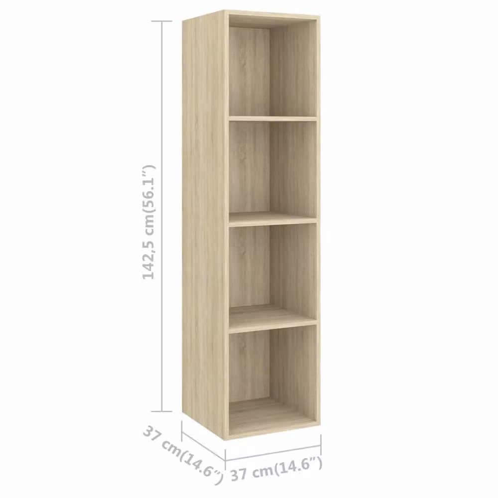 Berkfield Home Set of 4 Wall-mounted TV Cabinets in Light Oak Sonoma Oak Engineered Wood – 3