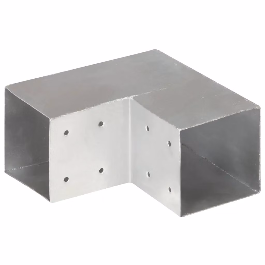 Berkfield Home L-Shape Post Connectors, 4 Pack, Galvanised Steel, Silver, 10.1 x 10.1 cm – 2