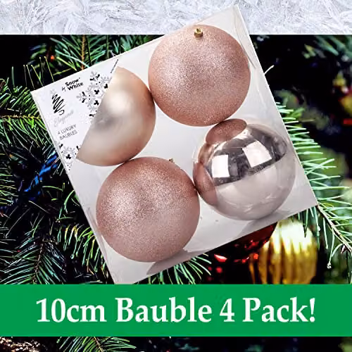 VFM Round Christmas Baubles in Gold, Multicolour and Pink, 10 cm – 7
