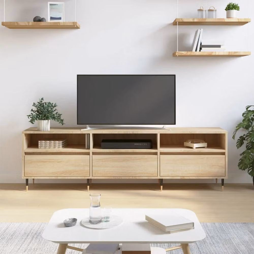 Berkfield Home TV Cabinet in Sonoma Oak, Beige, W: 150 cm, D: 30 cm, H: 44.5 cm – 2