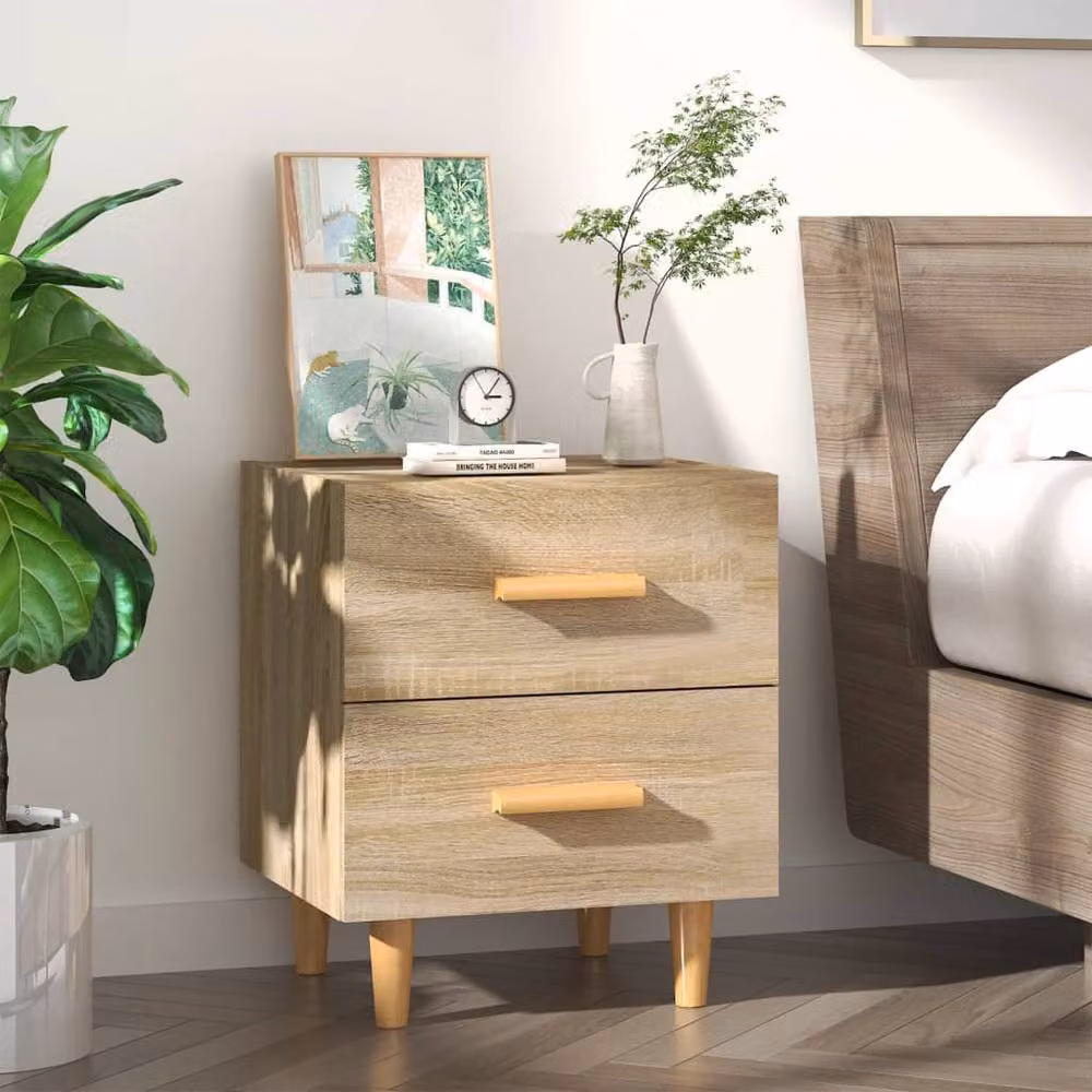 Berkfield Home Beautiful Bed Cabinet in Sonoma Oak, Light Brown, W: 40 cm, D: 35 cm, H: 47.5 cm – 2