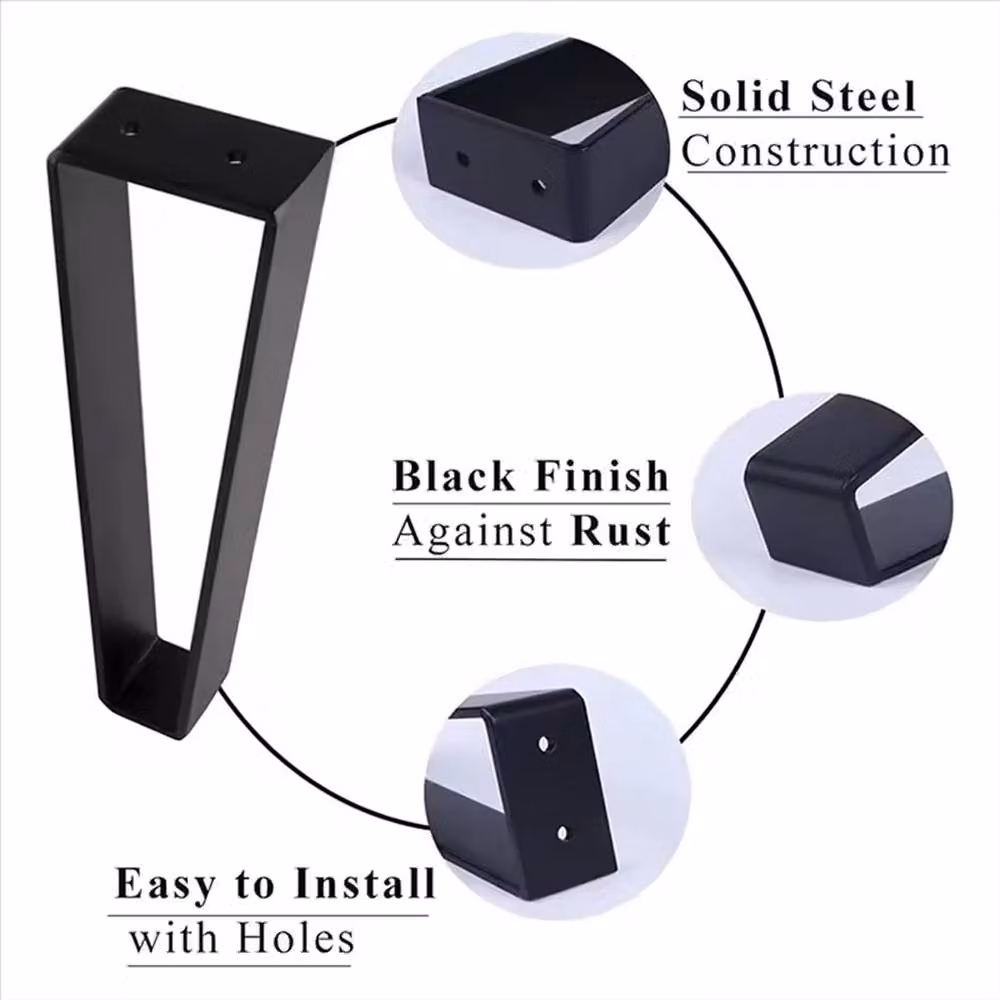 Ventryn 4 Piece Black Stainless Steel Furniture Support Legs for Cabinets and TV Stands – 3