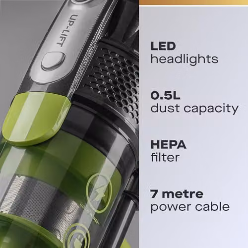 Daewoo Tornado Up-Lift Upright Vacuum Cleaner 600W Green with LED Headlight and Pet Hair Function – 2