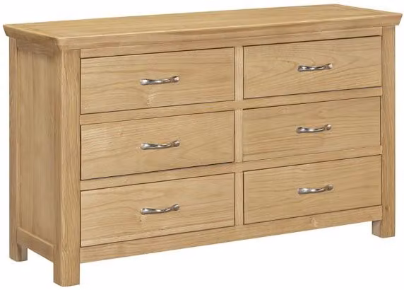 ASC Elgin 6 Drawer Light Oak Chest of Drawers with Dovetail Construction
