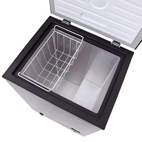 Willow W99CFB Freestanding 99L Chest Freezer with Removable Storage Basket, Black – 4