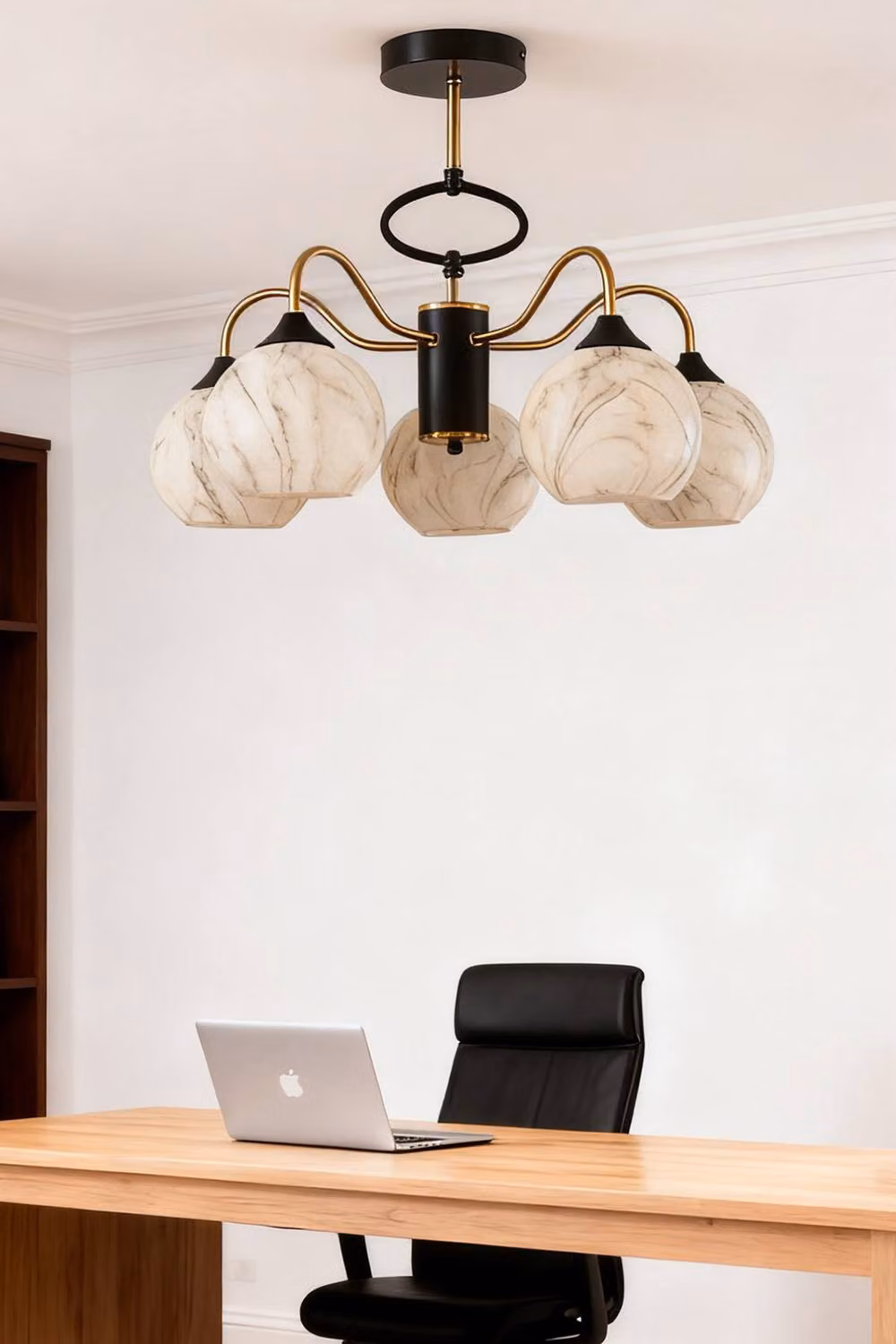 Living and Home Modern Gold and Black Metal and Glass Ceiling Light – 2