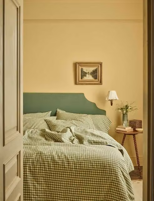 Piglet In Bed Green Mix Checked Linen Rich Gingham Duvet Cover