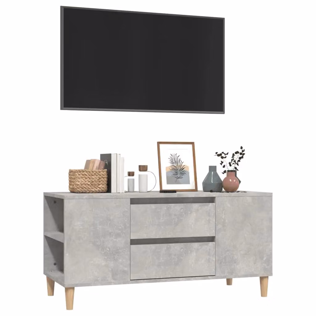 Berkfield Home Scandinavian TV Cabinet in Concrete Grey, W/D/H: 102 x 44.5 x 50 cm – 3