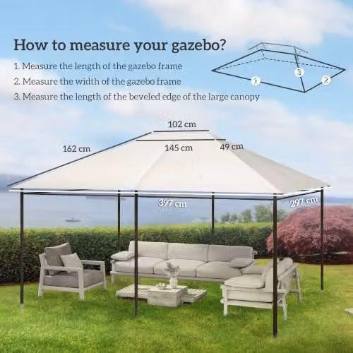 Outsunny Replacement Gazebo Canopy Top Cover, White Polyester, UPF 30 – 3