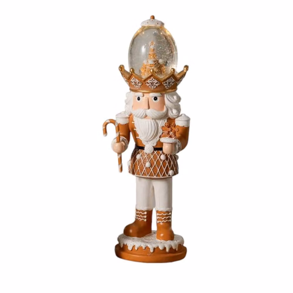 Garden Greatness Musical Gingerbread Nutcracker Snowglobe in Brown with LED Light and Auto Snow Effect – 2