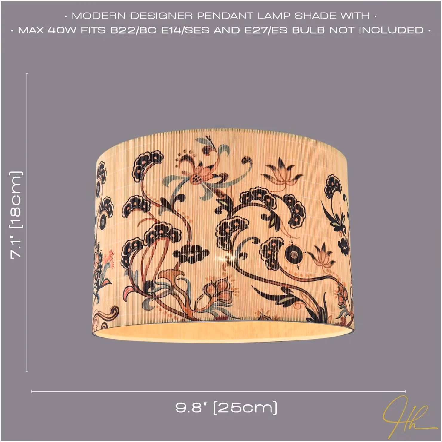 Happy Homewares Modern Round Bamboo Pendant Lamp Shade in Multicolour and Brown – 3