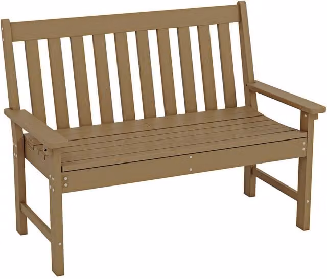 Gymax 2-Person Outdoor Patio Loveseat Bench with Backrest in Beige – 1