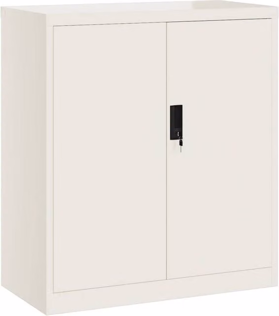 Berkfield Home White Metal File Cabinet with Lock and Adjustable Shelves, W/D/H: 79 x 40 x 90 cm