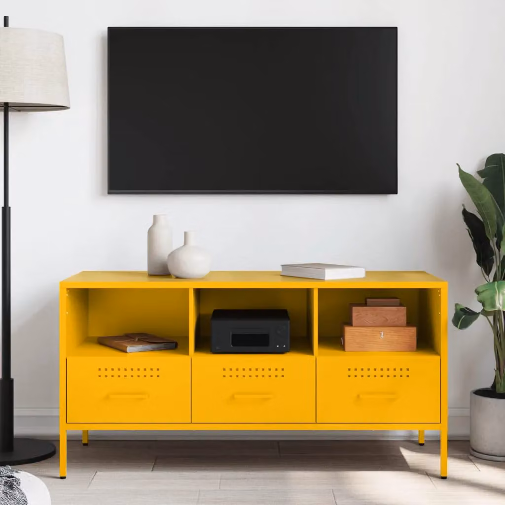 Berkfield Home Industrial TV Cabinet in Mustard Yellow, W/D/H: 100.5 x 39 x 50.5 cm – 3