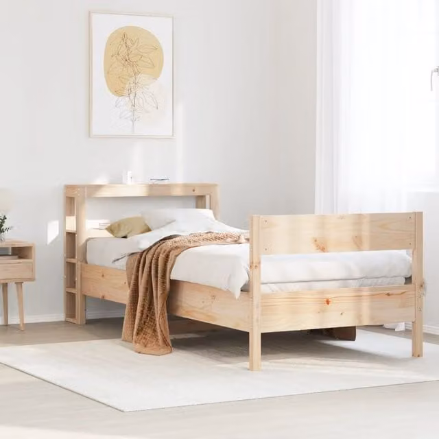 Berkfield Home Small Single Solid Wood Pine Bed Frame in Brown, W/D/H: 75 x 190 cm