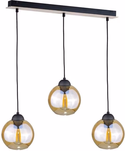 Netlighting Ambre Bar Pendant Ceiling Light in Brown Wood with 3x E27 Sockets, W: 60 cm