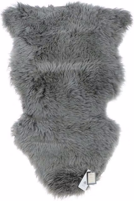 Fenland England Australian Sheepskin Rug in Laurel Oak, Single, Rectangular, Brown and Grey