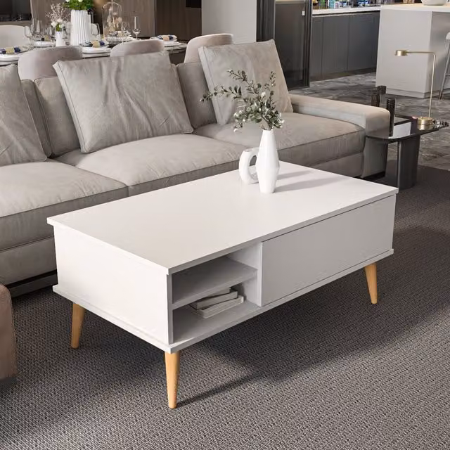 Decorotika Como Modern Rectangular Coffee Table in White