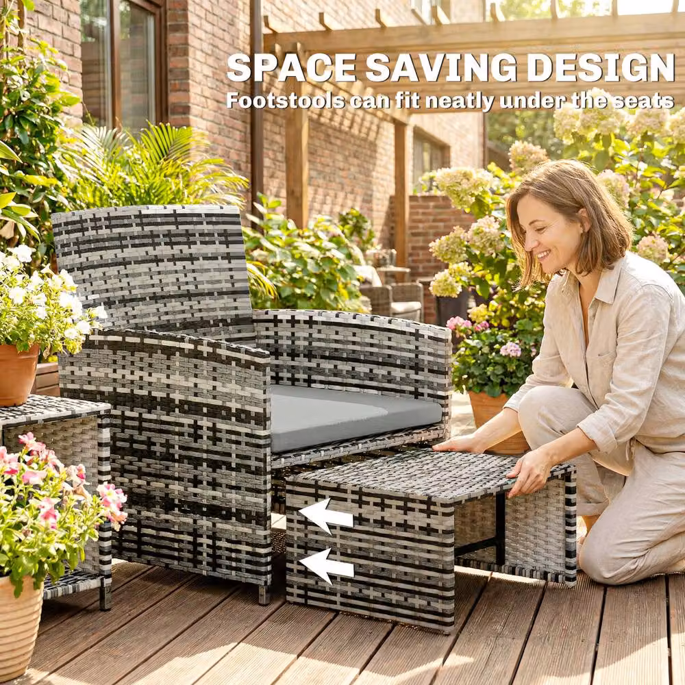 STILVORA 6 Piece Grey Patio Furniture Set with Nesting Tables – 4