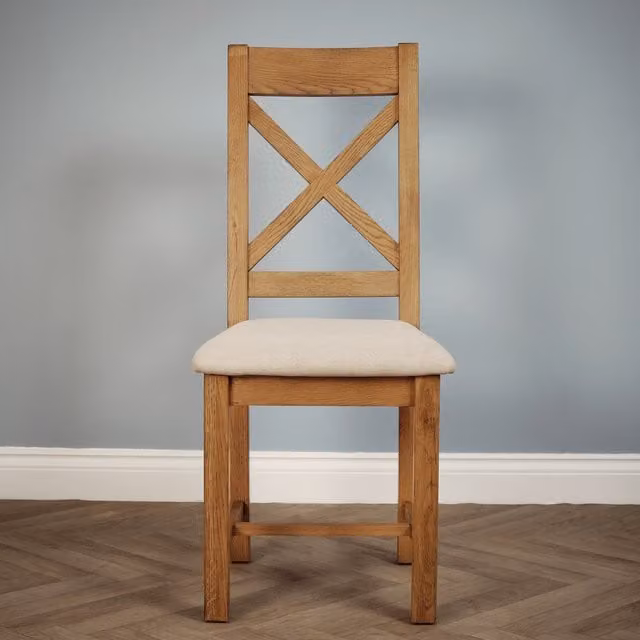 Elm Home And Garden Rustic Oak Cross Back Dining Chair in Brown