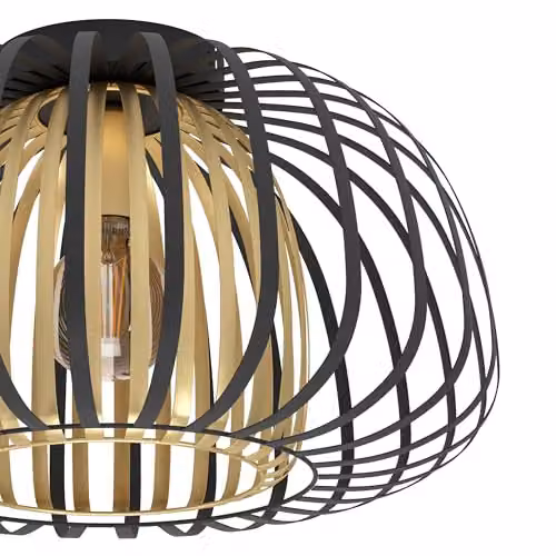 Eglo Encinitos Modern Square LED Flush Ceiling Light in Black and Gold/Brass – 3
