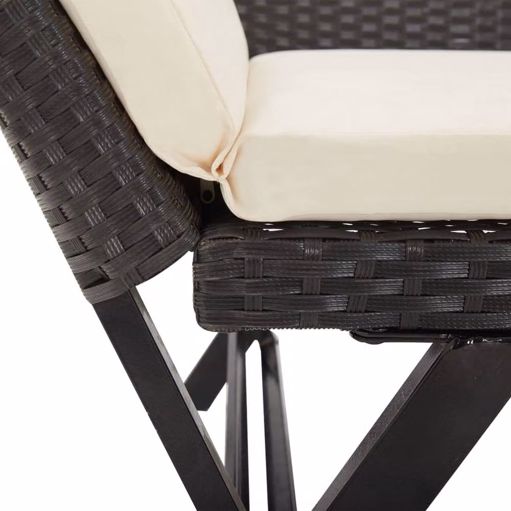 Berkfield Home Beautiful Garden Bench with Cushions in Black Poly Rattan, W: 176 cm, D: 70 cm, H: 80 cm – 3