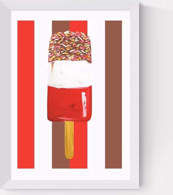 East End Prints Fab Stripes Multicolour Abstract Striped Framed Wall Art