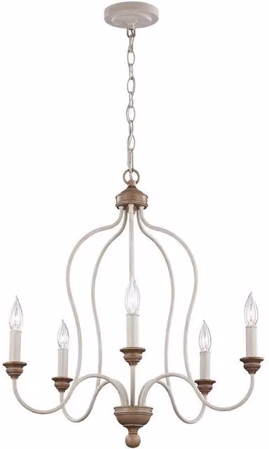 Netlighting Hartsville 5 Light Chandelier in White with Beachwood Finish and E14 Base – 1