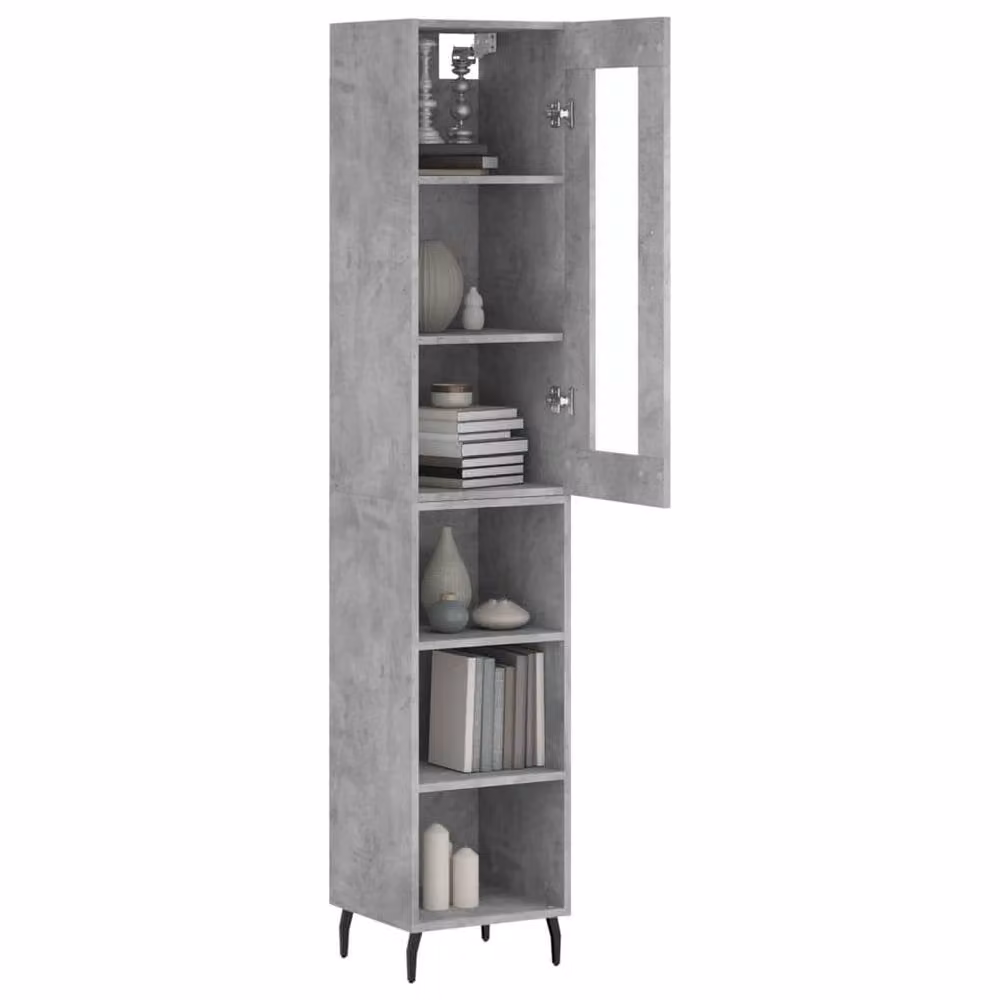 Berkfield Home Highboard in Concrete Grey, H 180 x W 34.5 x D 34 cm – 3