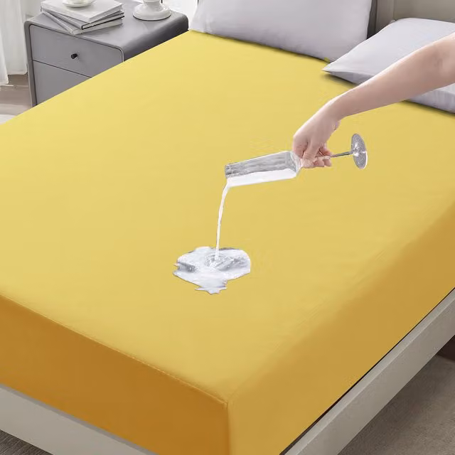 Cotton Passion Waterproof Fitted Sheet, Yellow, 90 x 200 cm