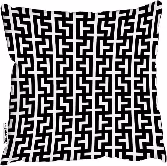 Andrew Lee Maze Graphic Square Cushion, Black, W: 60 cm x H: 60 cm