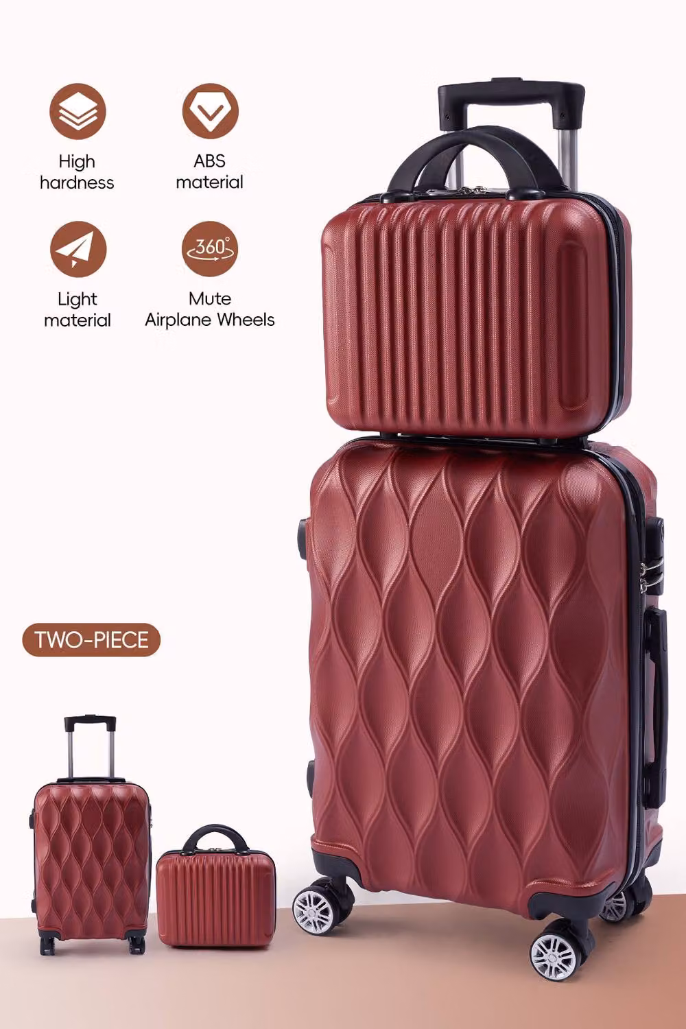 SHEONLY 2-Piece Hard Shell Travel Suitcase Luggage Set in Red – 3
