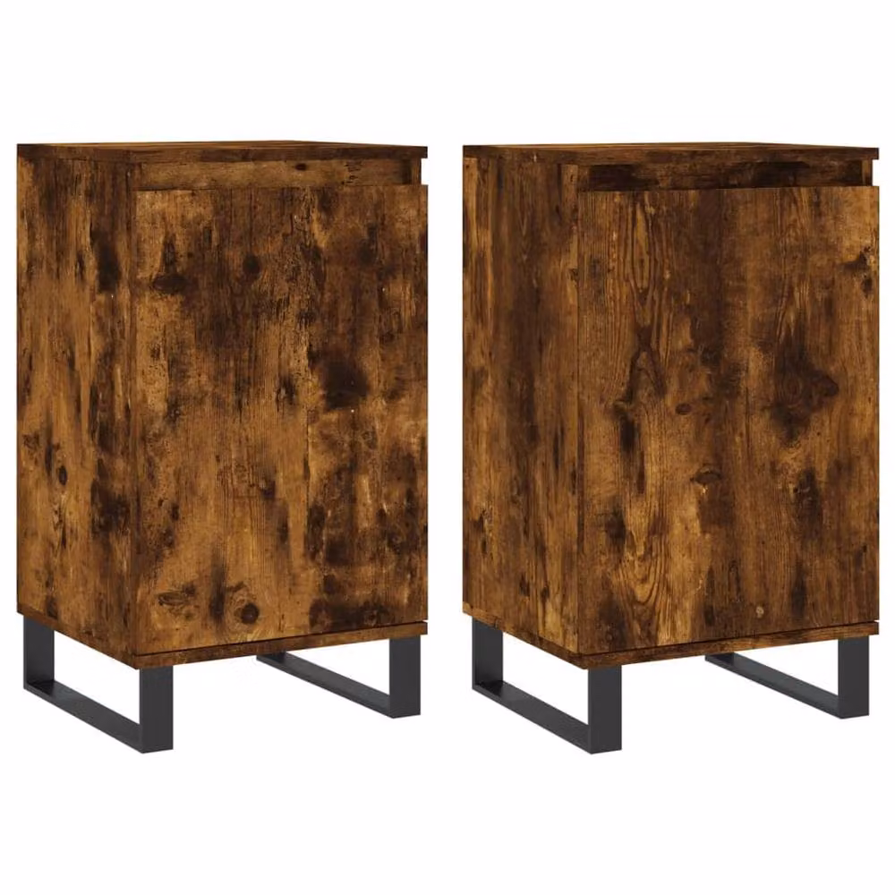 Berkfield Home Set of 2 Smoked Oak Sideboards in Brown, W/D/H: 40 x 35 x 70 cm – 3