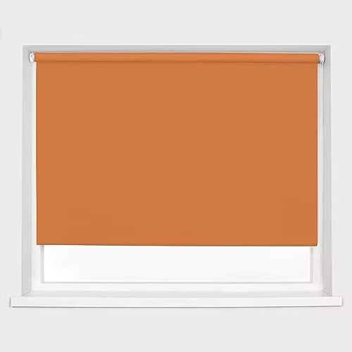 Caecus Blackout Roller Blind in Orange, UV Resistant and Thermal Insulating, Width: 120 cm, Drop: 160 cm