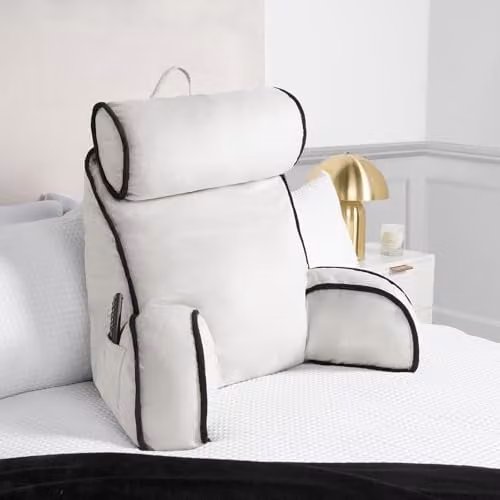 OHS Contoured Reading Pillow with Neck and Back Support in Beige