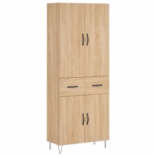 vidaXL Modern Highboard in Sonoma Oak, Brown, W/D/H: 69.5 x 34.0 x 180.0 cm