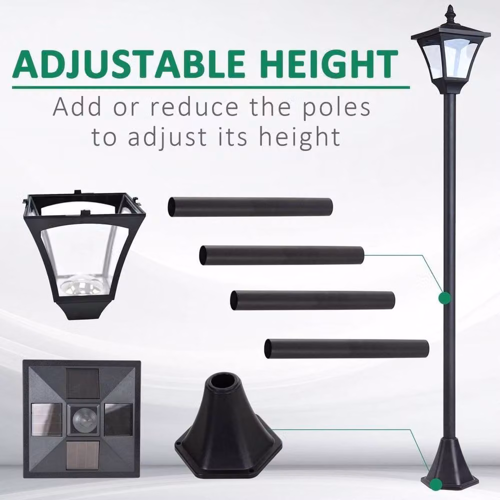 KORVIXA 2 Piece Black Solar Garden Lantern Post Lights with Dusk Sensor and Warm White LED – 2