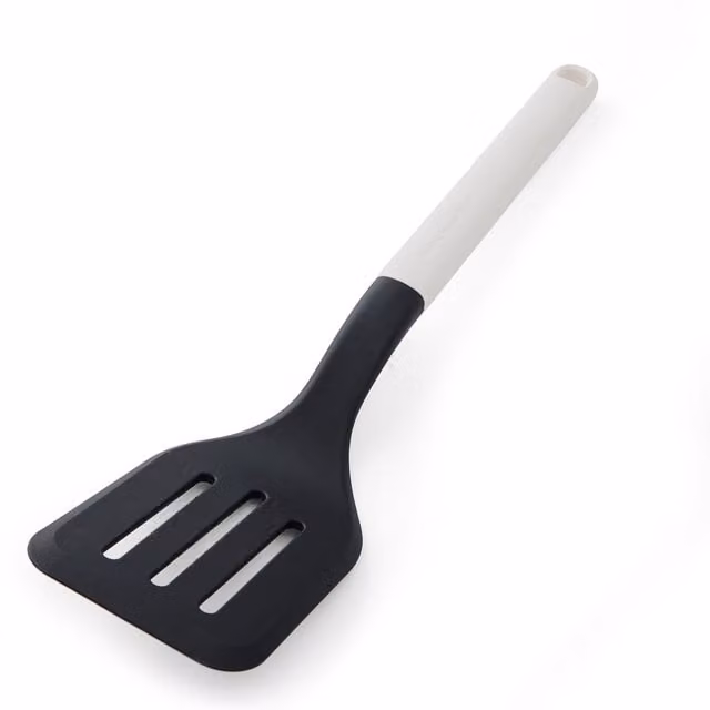 KitchenAid White Heat Resistant Slotted Turner with Hanging Loop and Non-Scratch Nylon and Silicone Design